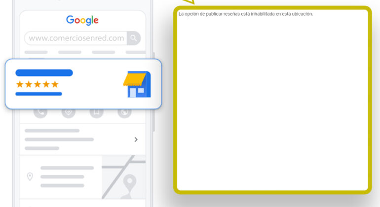 La opción de publicar reseñas esta inhabilitada en esta ubicación
