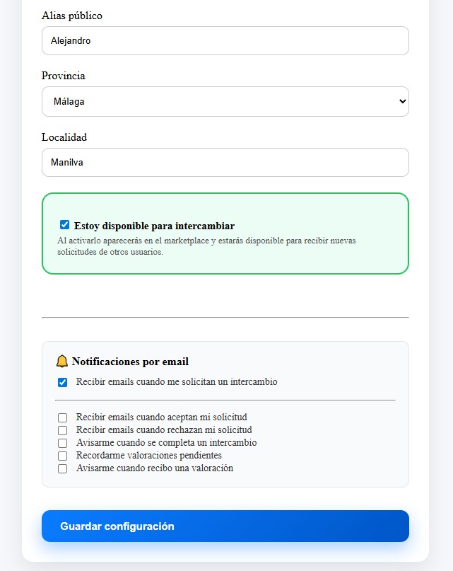 activacion para intercambio de reseñas