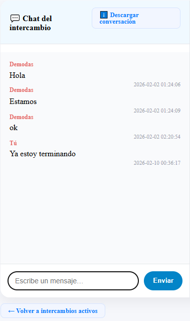 chat para intercambio de reseñas