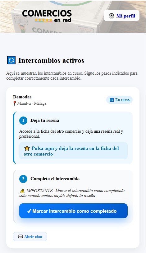 intercambio activo de reseñas